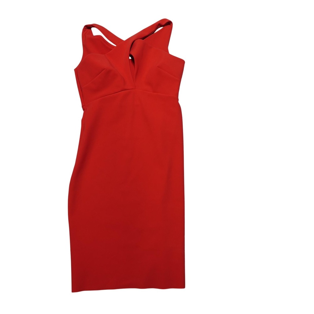 Chiara Boni La Petite Robe Dress Womens Medium Red V Neck Bodycon Sheath Italy